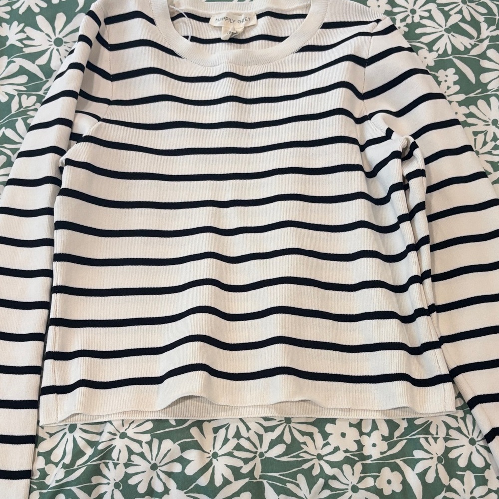 White and Black Striped Sweater